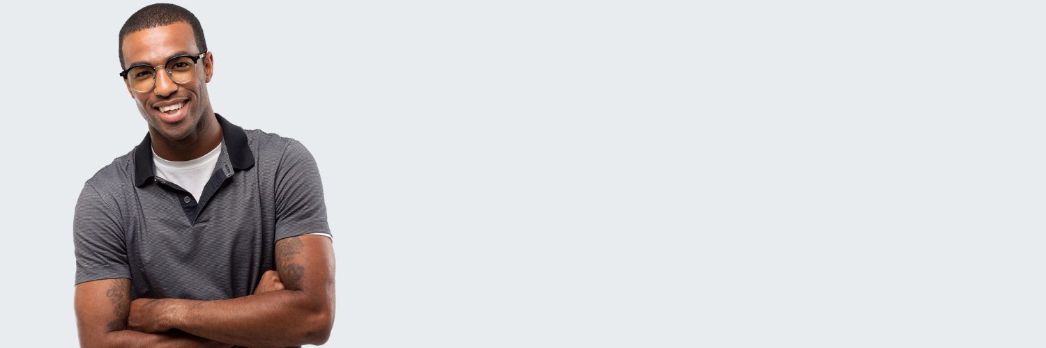 man wearing blue light glasses with prescription